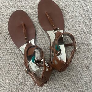 Vince Camuto Tan Leather Thong Sandals